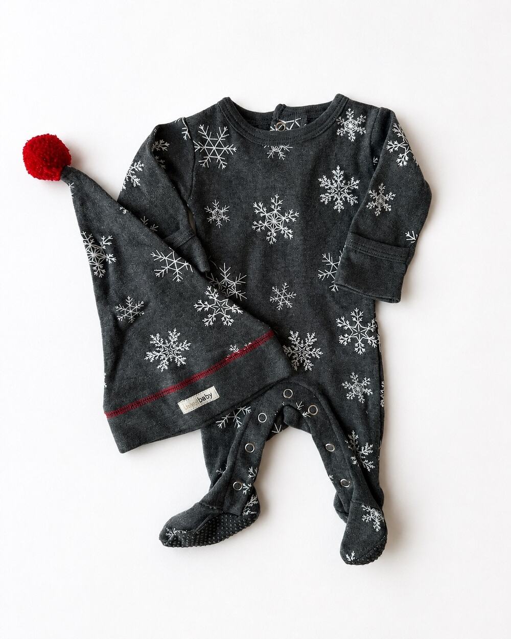Lovedbaby Preemie Newborn Organic Red White Striped Footed Romper Hat Christmas